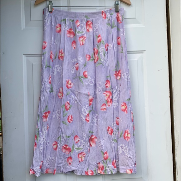 Lavender Floral Midi Skirt - Picture 2 of 8